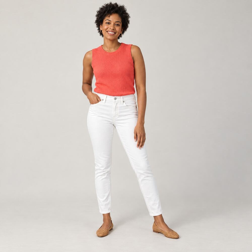 J.Crew Jeans WMNS 26P White 9" Mid Rise Skinny Stretch Denim Modern Minimalist